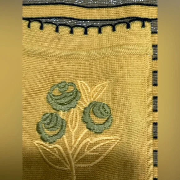 SOLD
Vintage Mustard Striped Wool Cardigan Sweater | Floral Embroidered Pockets - Picture 5 of 7